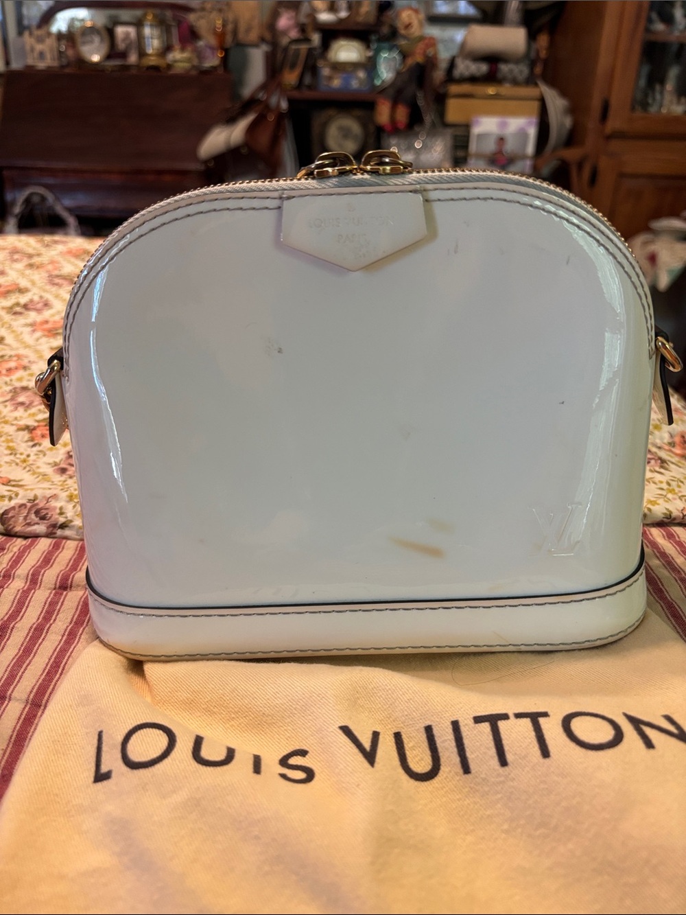 Louis Vuitton White Vernis Miroir Mini Alma Crossbody Bag
